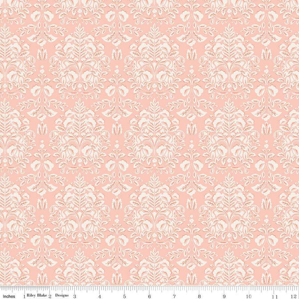 SUPER DEAL BTY! Ciao Bella Damask C12772 Blush by Riley Blake - Leaf Leaves - Quilting Cotton Fabric
