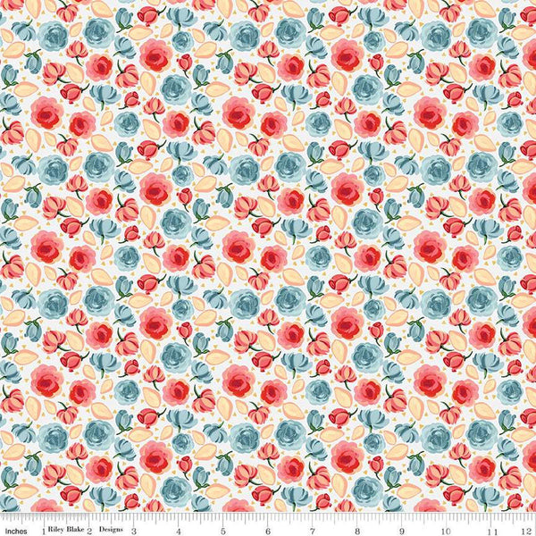 SALE Mon Cheri Roses C12653 White - Riley Blake Designs - Floral Flowers - Quilting Cotton Fabric