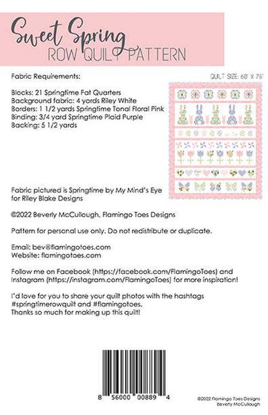 Sweet Spring Row Quilt PATTERN P138 by Beverly McCullough - Riley Blake Designs - INSTRUCTIONS Only - Pieced Fat Quarter Friendly