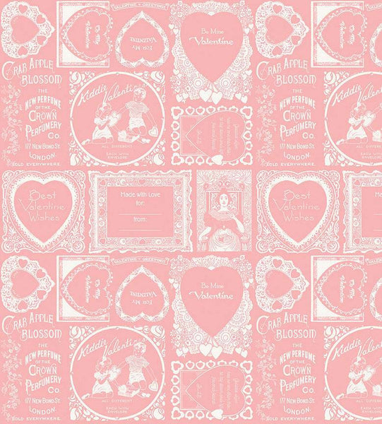 SALE Be Mine Valentine Frames C12784 Pink by Riley Blake Designs - Valentine's Day Vintage Valentines Pink White - Quilting Cotton Fabric