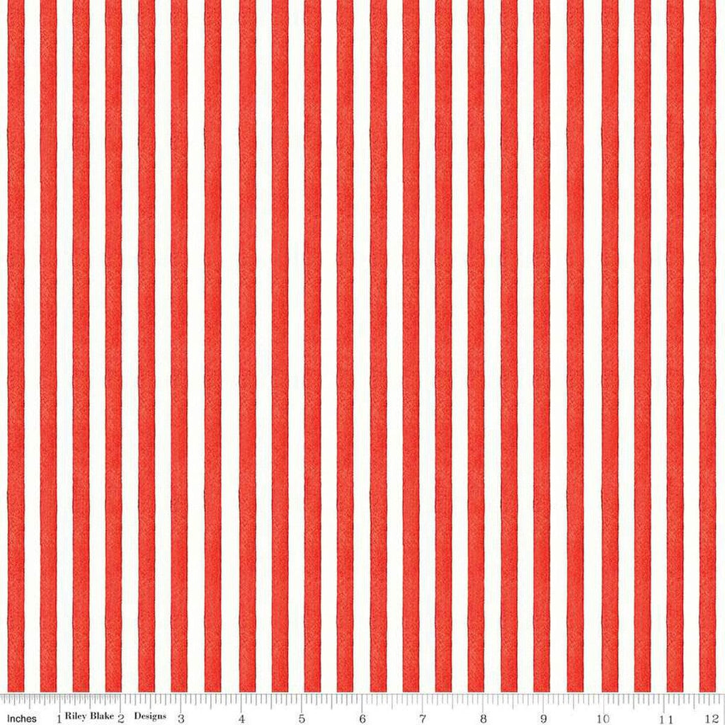SALE Be Mine Valentine Candy Stripe C12789 Red by Riley Blake Designs - Valentine's Day Textured Stripes White - Quilting Cotton Fabric