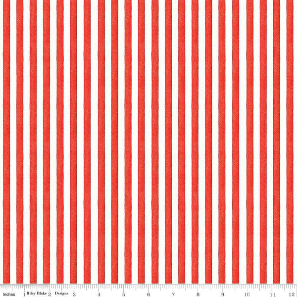 SALE Be Mine Valentine Candy Stripe C12789 Red by Riley Blake Designs - Valentine's Day Textured Stripes White - Quilting Cotton Fabric