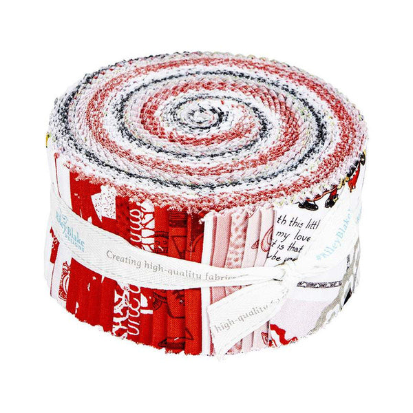 SUPER DEAL! Be Mine Valentine 2.5 Inch Rolie Polie Jelly Roll 40 pieces - Riley Blake Designs - Precut Bundle - Quilting Cotton Fabric