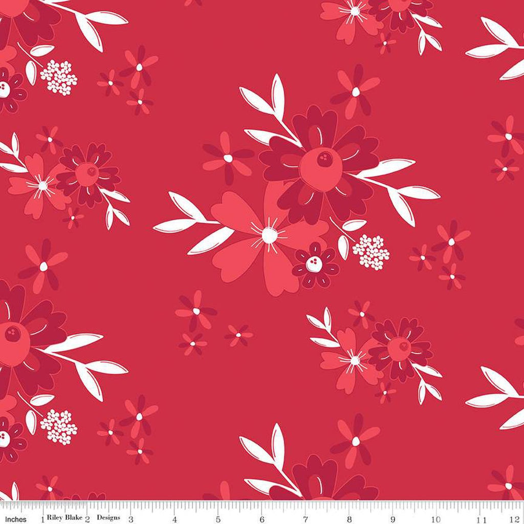 SALE Cheerfully Red Main C13310 Red - Riley Blake Designs - Floral Flowers - Quilting Cotton Fabric