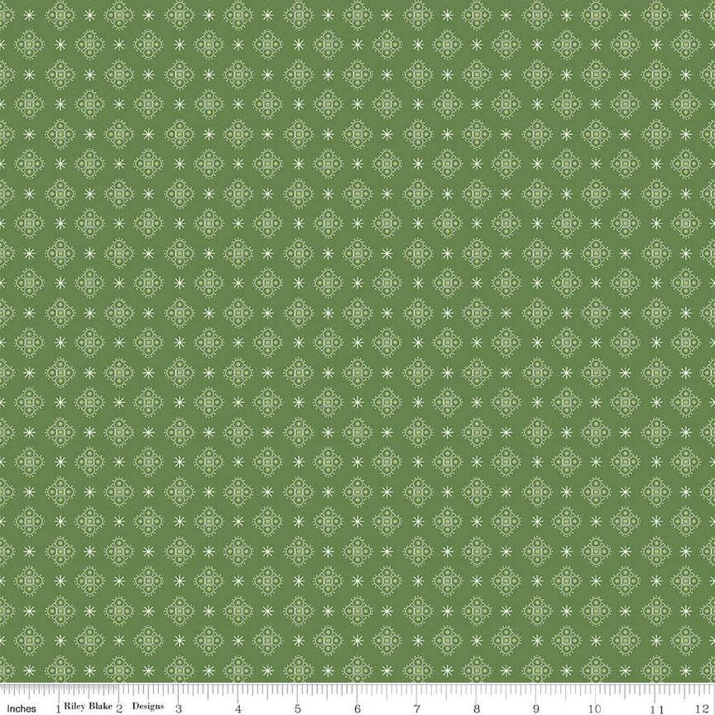 SALE Calico Starshine C12854 Basil - Riley Blake Designs - Lori Holt - Asterisks Medallions - Quilting Cotton Fabric