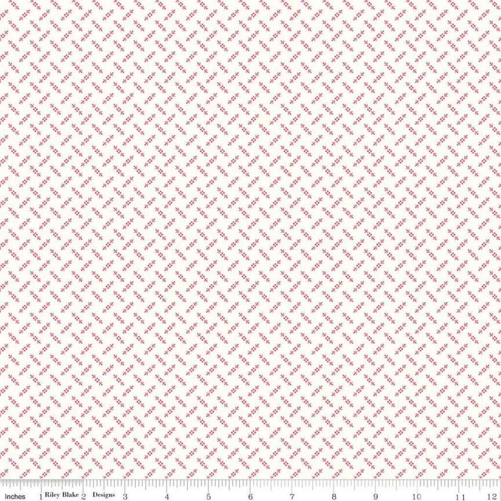 SALE Calico Shirting C12857 Tea Rose - Riley Blake Designs - Lori Holt - Pink on Cloud White - Quilting Cotton Fabric