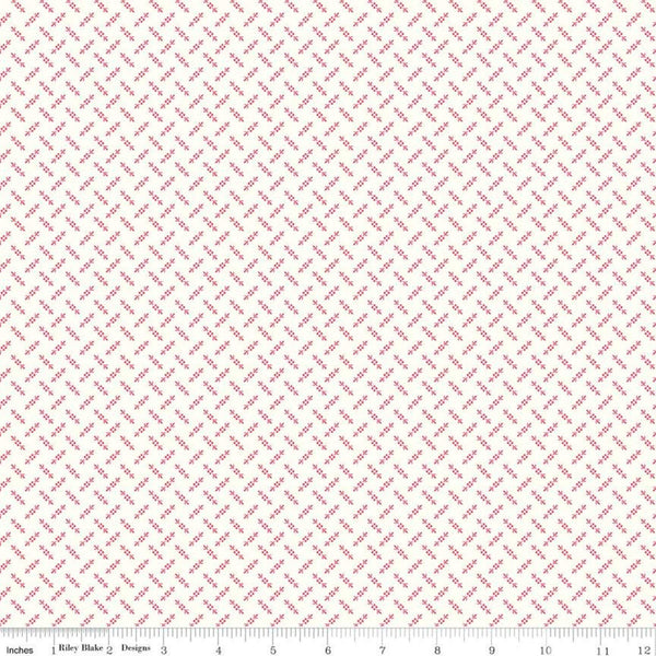 SALE Calico Shirting C12857 Tea Rose - Riley Blake Designs - Lori Holt - Pink on Cloud White - Quilting Cotton Fabric