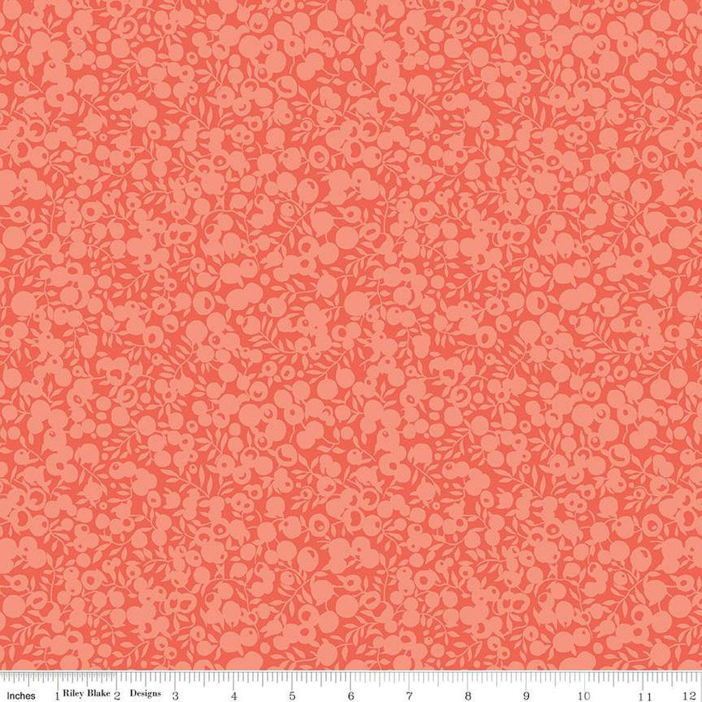 SALE The Wiltshire Shadow Collection 01666521A Flamingo Pink - Riley Blake - Tonal Leaves Berries  - Liberty Fabrics -Quilting Cotton Fabric