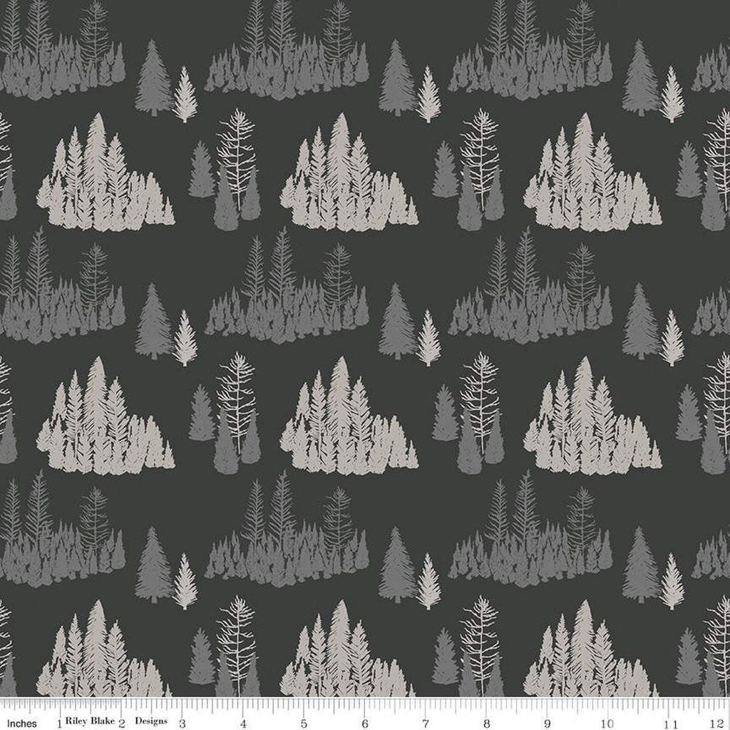 SALE Big Game Trees C12971 Charcoal - Riley Blake Designs - Pines Pine Tree - Quilting Cotton Fabric