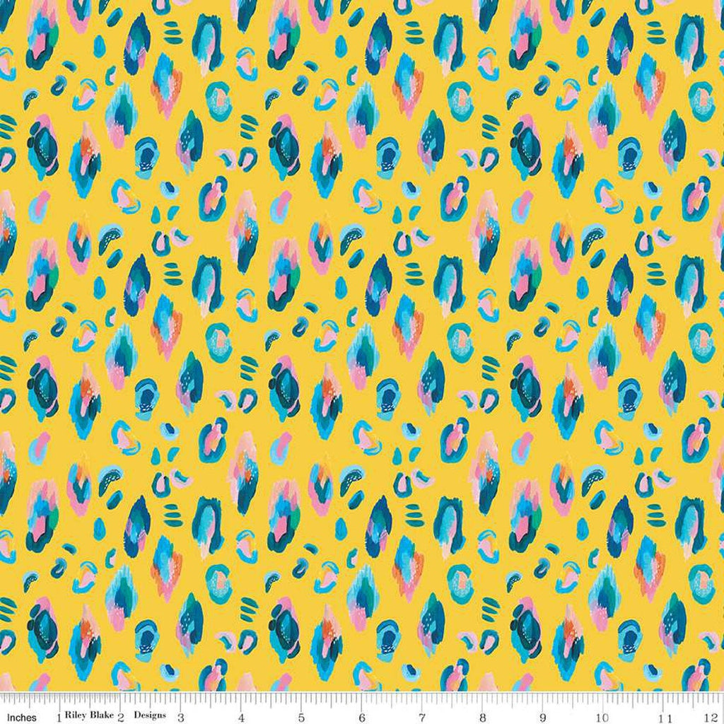 CLEARANCE Kindness, Always Leopard CD13023 Yellow - Riley Blake Designs - DIGITALLY PRINTED Leopard Spots - Quilting Cotton