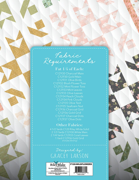SALE Gracey Larson Wildflowers Quilt PATTERN P120 - Riley Blake - INSTRUCTIONS Only - Fat Quarter Friendly 16 Pieced Blocks