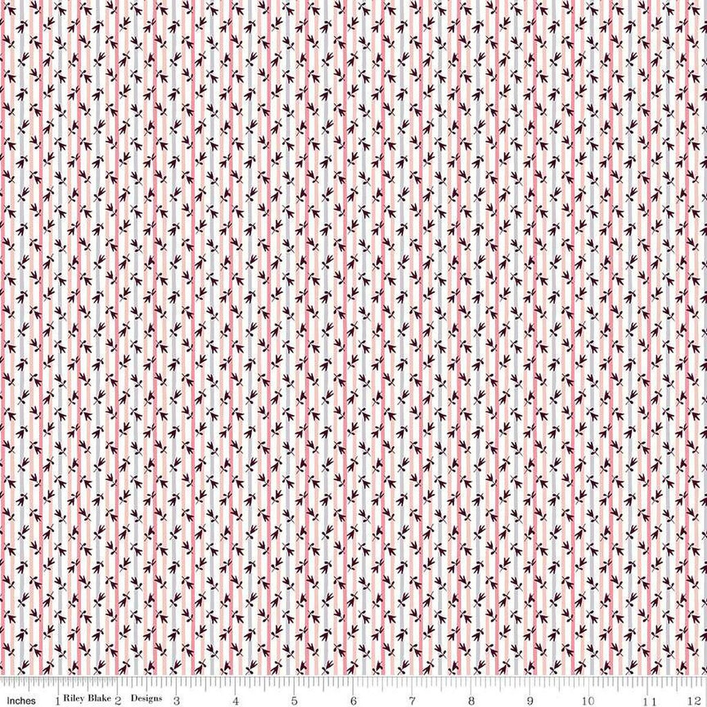 CLEARANCE The Collector's Home Nature's Jewel Millefleur Stripe C 01666805C - Riley Blake - Liberty Fabrics - Quilting Cotton Fabric