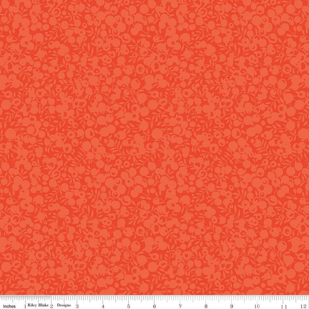 SALE The Wiltshire Shadow Collection 01666513A Watermelon Red - Riley Blake - Tonal Leaves Berries  - Liberty Fabrics - Quilting Cotton