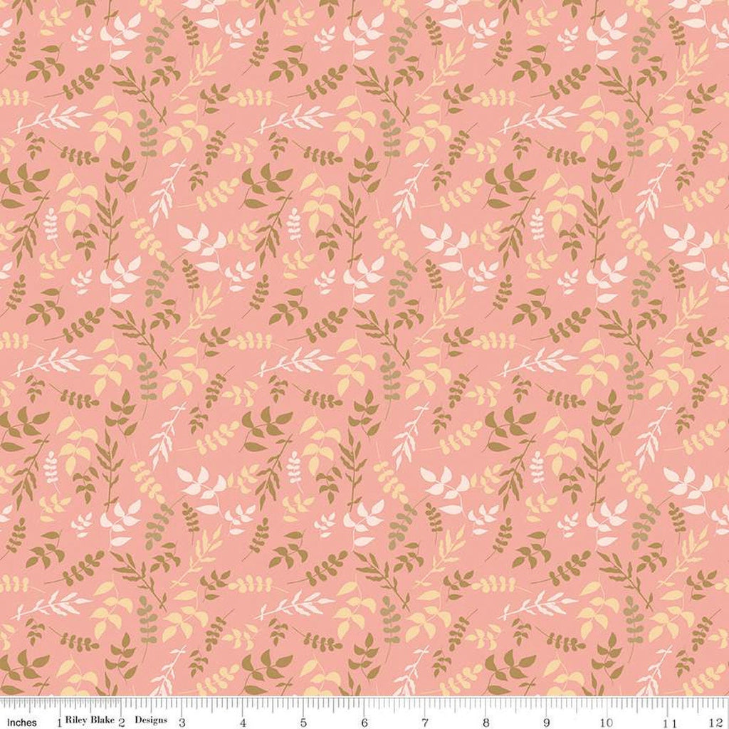 SALE Wild and Free Leaves C12933 Coral - Riley Blake Designs - Leaf - Quilting Cotton Fabric