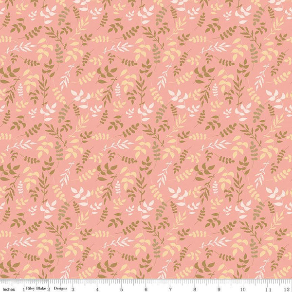 SALE Wild and Free Leaves C12933 Coral - Riley Blake Designs - Leaf - Quilting Cotton Fabric