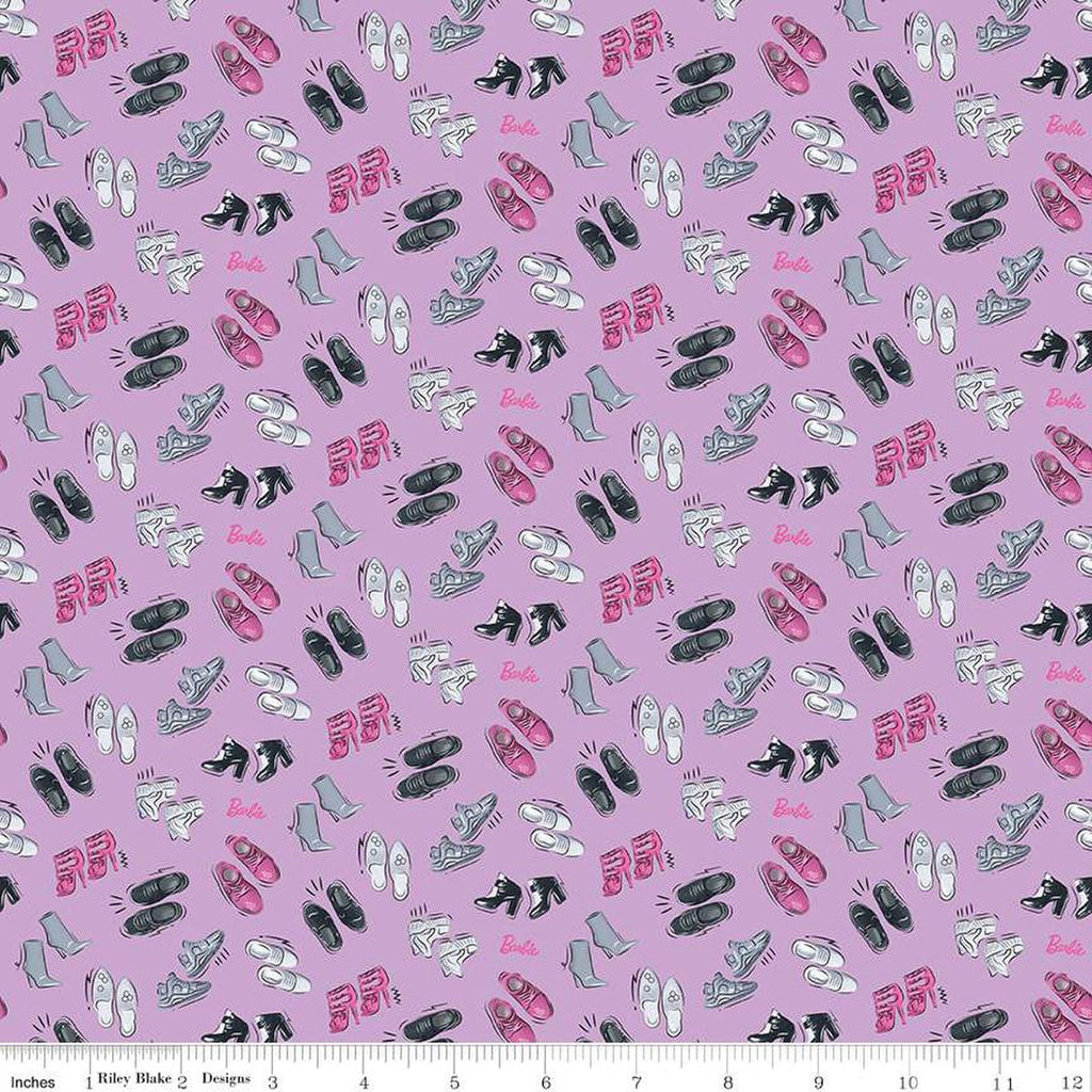 SALE Barbie Girl Shoes C12991 Lilac - Official Licensed Product - Doll Logo Text Shoe - Quilting Cotton Fabric