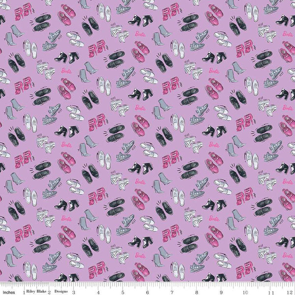 SALE Barbie Girl Shoes C12991 Lilac - Official Licensed Product - Doll Logo Text Shoe - Quilting Cotton Fabric