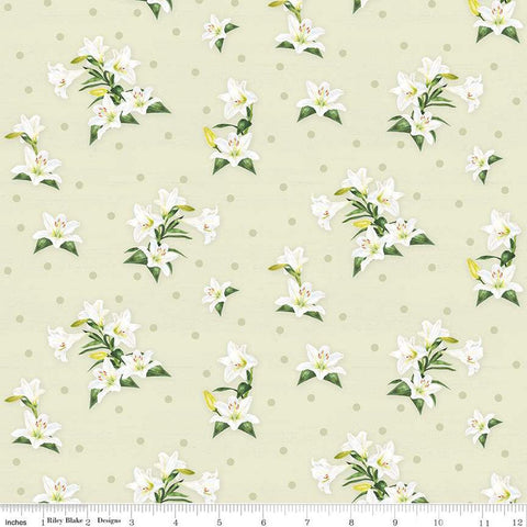 CLEARANCE Monthly Placemats April Lily Toss C12407 Pearl by Riley Blake  - Easter Floral Flowers - Quilting Cotton