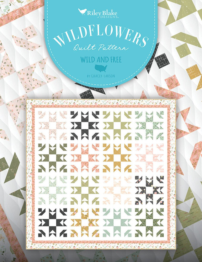 SALE Gracey Larson Wildflowers Quilt PATTERN P120 - Riley Blake - INSTRUCTIONS Only - Fat Quarter Friendly 16 Pieced Blocks