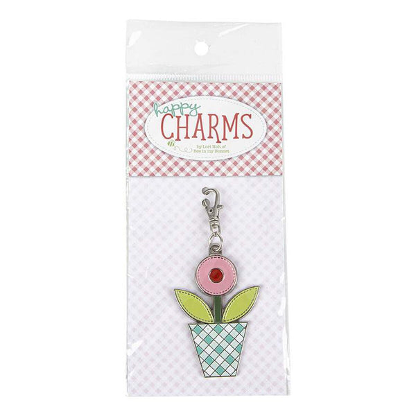 SALE Lori Holt Enamel Happy Charm ST-27263 Gingham Garden - Riley Blake Designs - Approximately 1 1/2" x 2" - Flower
