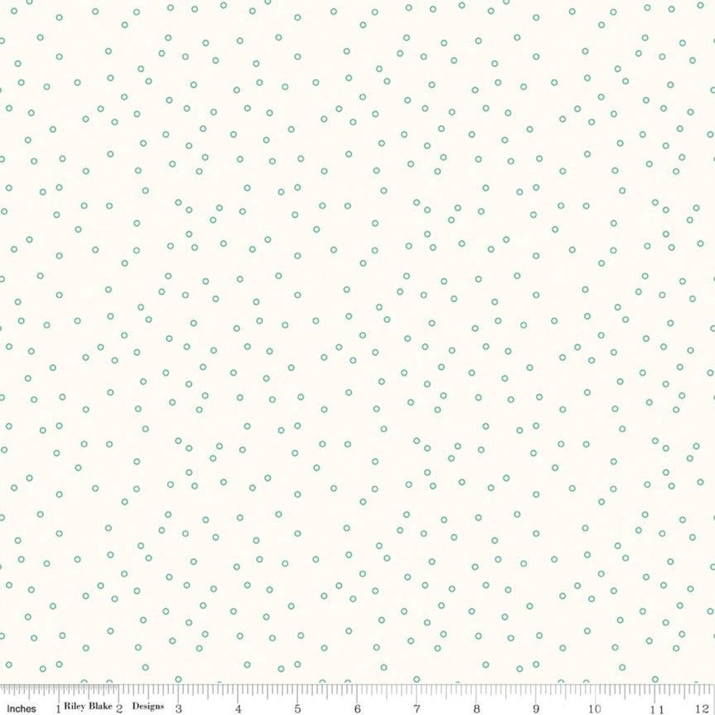 SALE Bee Backgrounds Tiny Circle C6384 Sea Glass - Riley Blake Designs - Circles Off White - Lori Holt - Quilting Cotton Fabric