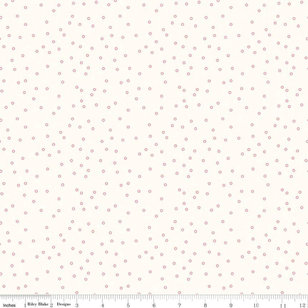 SALE Bee Backgrounds Tiny Circle C6384 Coral - Riley Blake Designs - Circles Off White - Lori Holt - Quilting Cotton Fabric