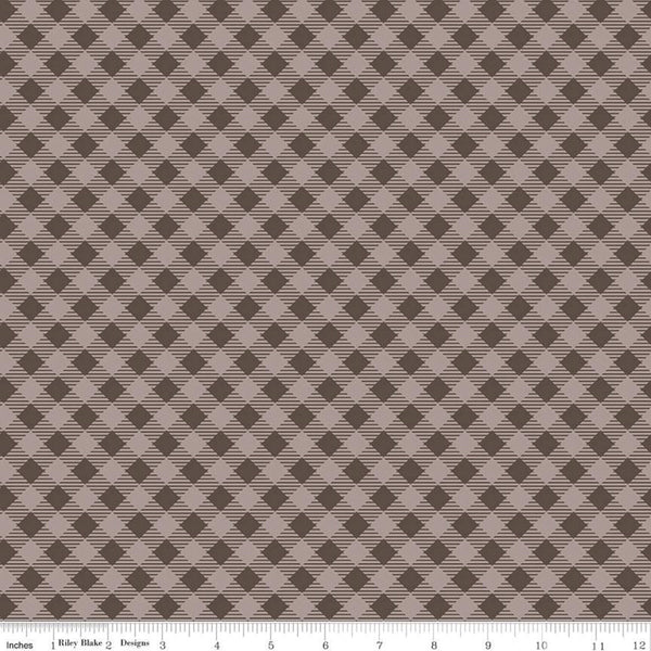SALE Bee Basics PRINTEED Gingahm C6400 Raisin by Riley Blake Designs - Diagonal Tone-on-Tone Check - Lori Holt - Quilting Cotton Fabric