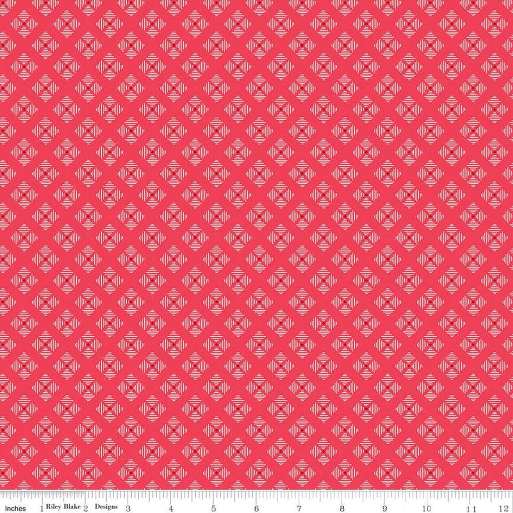 SALE Bee Basics Stitched Flower C6409 Cayenne by Riley Blake Designs - Geometric Flowers - Lori Holt - Quilting Cotton Fabric