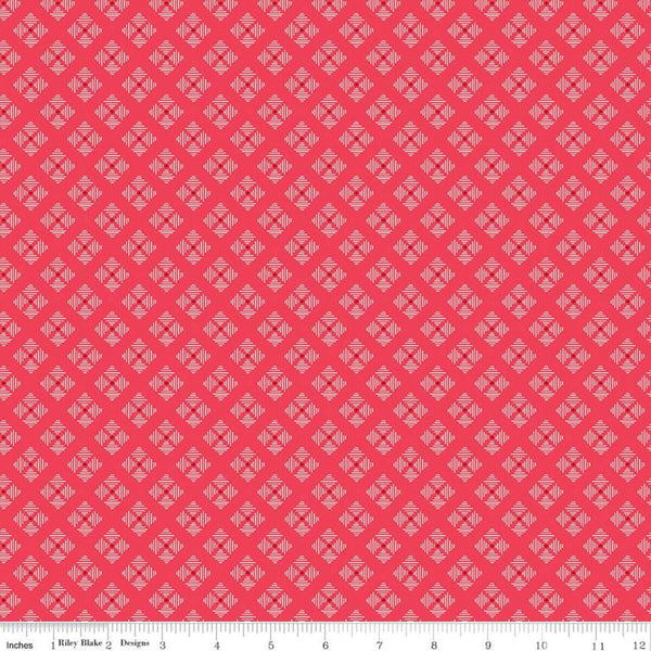 SALE Bee Basics Stitched Flower C6409 Cayenne by Riley Blake Designs - Geometric Flowers - Lori Holt - Quilting Cotton Fabric