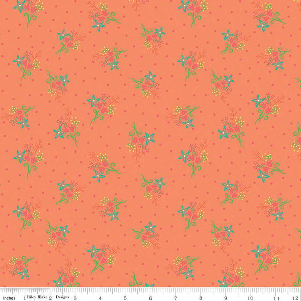 CLEARANCE Gingham Cottage Scatter Floral C13013 Rouge Riley Blake