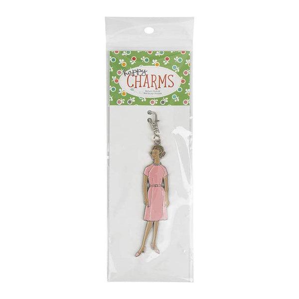 SALE Lori Holt Enamel Happy Charm ST-22910 Vintage Lady Pink - Riley Blake Designs - Approximately 1" x 4"