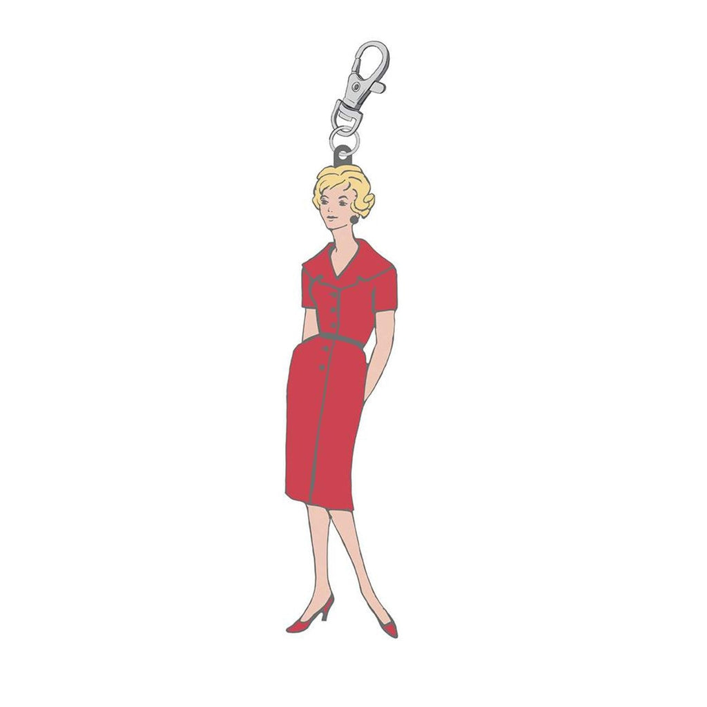 SALE Lori Holt Enamel Happy Charm ST-22911 Vintage Lady Red - Riley Blake Designs - Approximately 1" x 4"