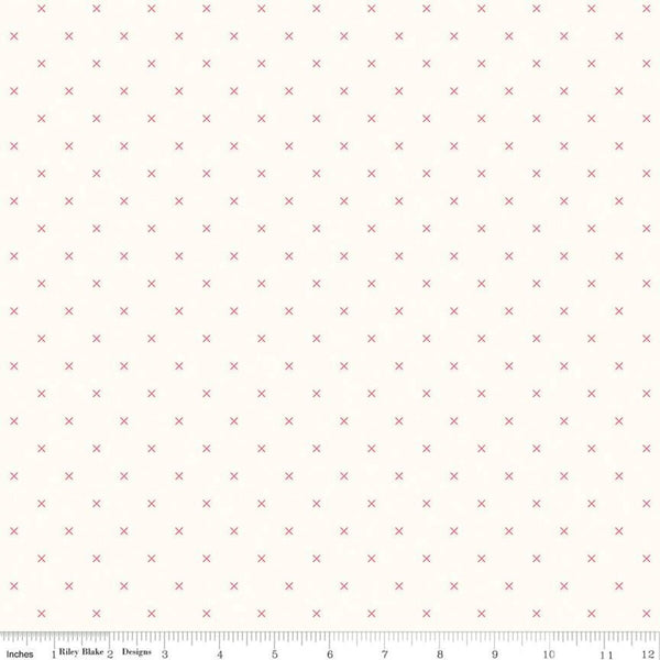 SALE Bee Backgrounds Cross Stitch C6381 Cayenne - Riley Blake Designs - Xs Off White - Lori Holt - Quilting Cotton Fabric