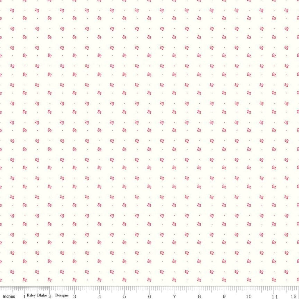 SALE Bee Backgrounds Clover C9711 Tea Rose - Riley Blake Designs - Clovers Pin Dots Off White - Lori Holt - Quilting Cotton Fabric