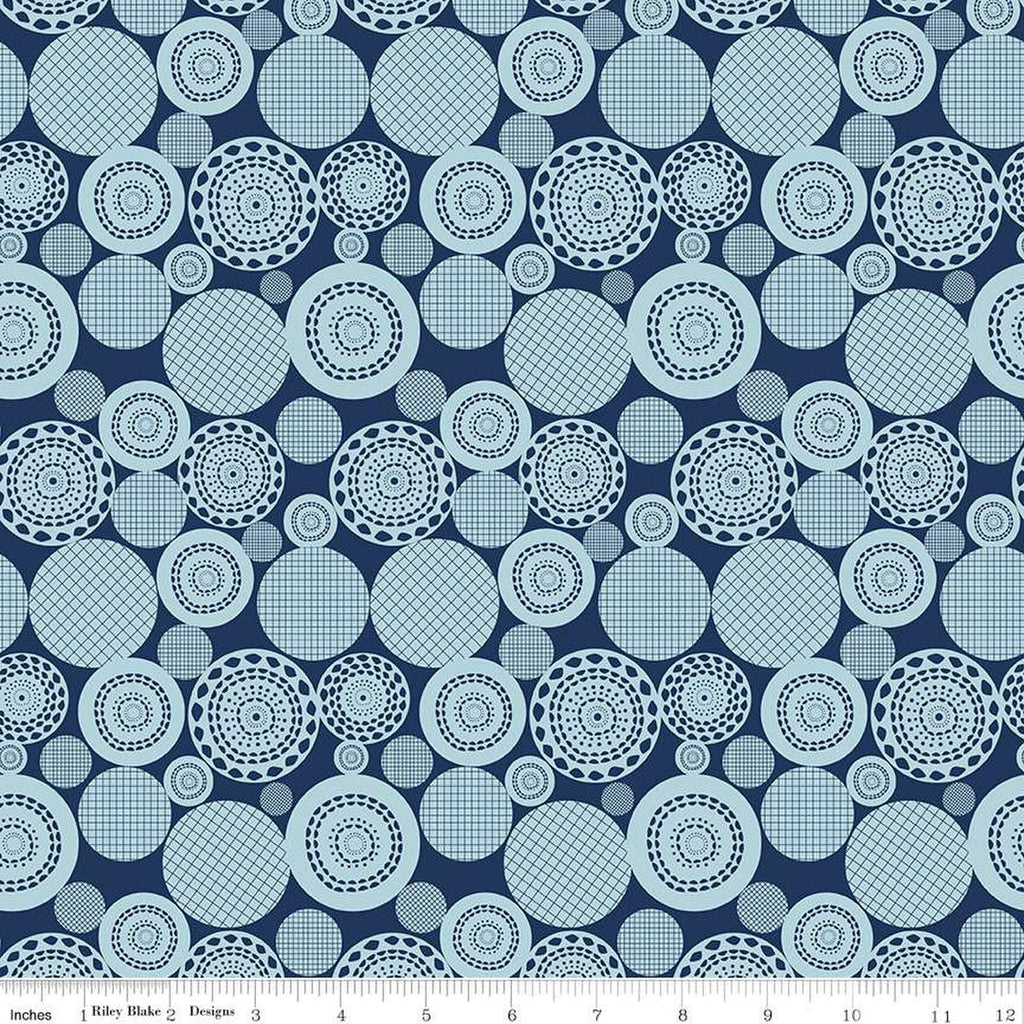 SALE Butterfly Blossom Papercut C13273 Navy by Riley Blake Designs - Circles - Quilting Cotton Fabric