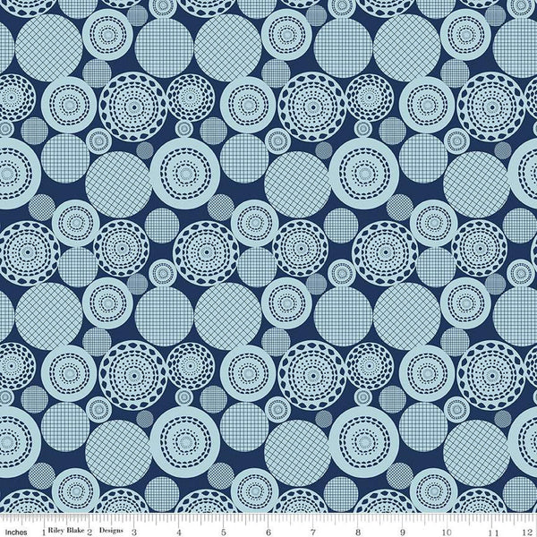 SALE Butterfly Blossom Papercut C13273 Navy by Riley Blake Designs - Circles - Quilting Cotton Fabric