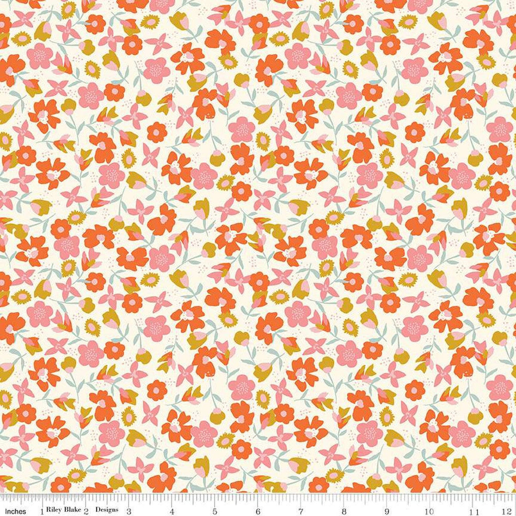 11" End of Bolt - Eden Wildflowers C12926 Cream by Riley Blake Designs - Floral Flowers - Quilting Cotton Fabric