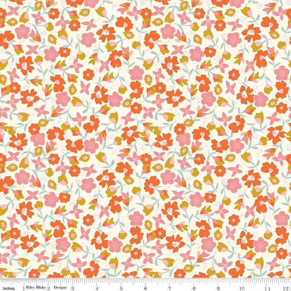 11" End of Bolt - Eden Wildflowers C12926 Cream by Riley Blake Designs - Floral Flowers - Quilting Cotton Fabric
