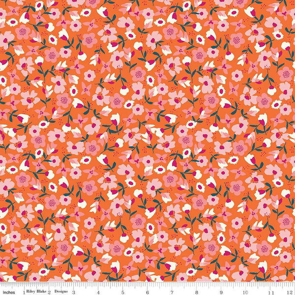 SALE Eden Wildflowers C12926 Orange by Riley Blake Designs - Floral Flowers - Quilting Cotton Fabric
