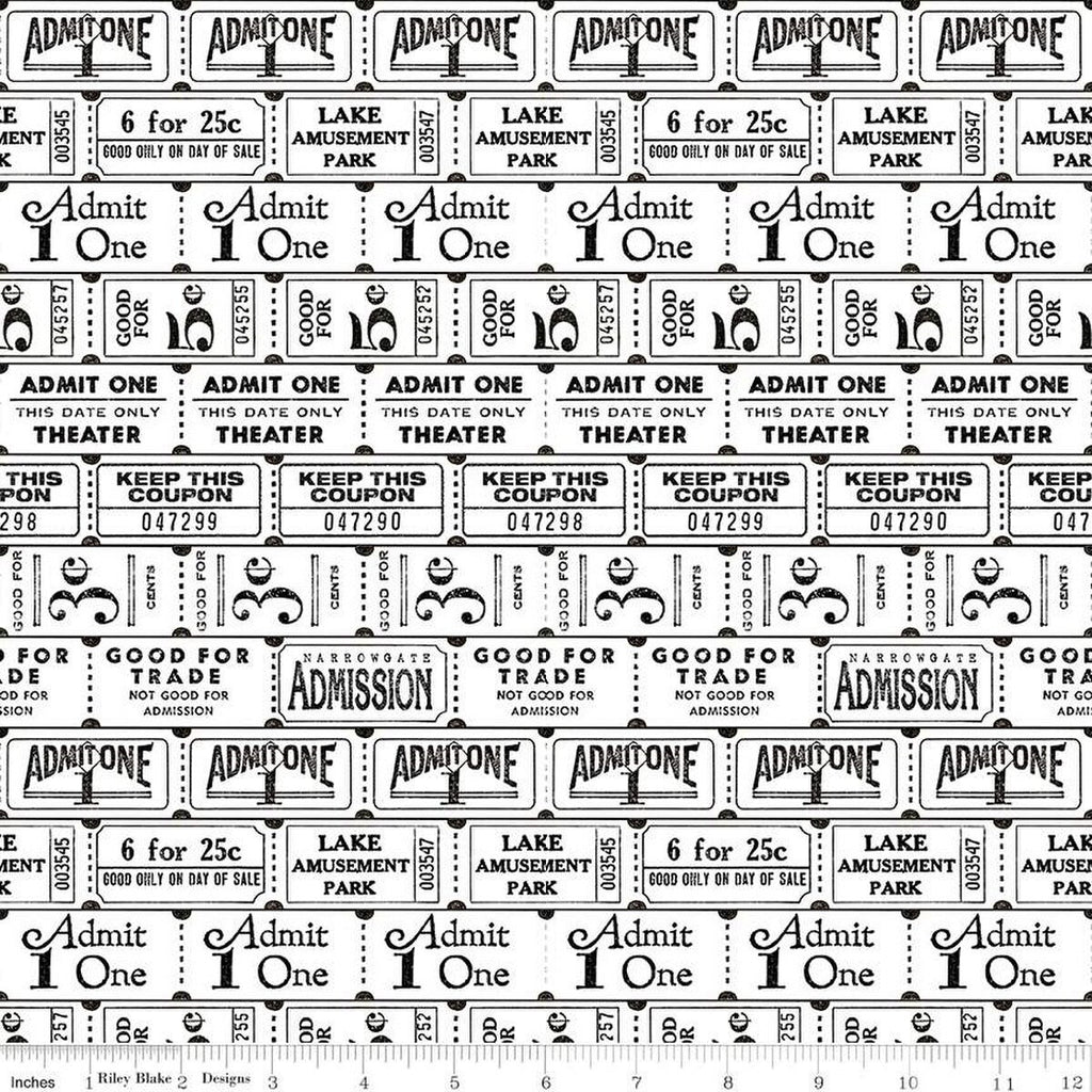 SALE Art Journal Ticket Rolls C13037 White by Riley Blake Designs - Rows of Tickets - Quilting Cotton Fabric