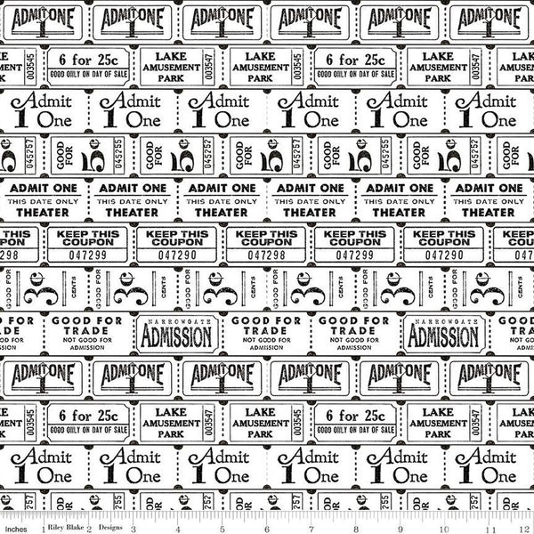 SALE Art Journal Ticket Rolls C13037 White by Riley Blake Designs - Rows of Tickets - Quilting Cotton Fabric