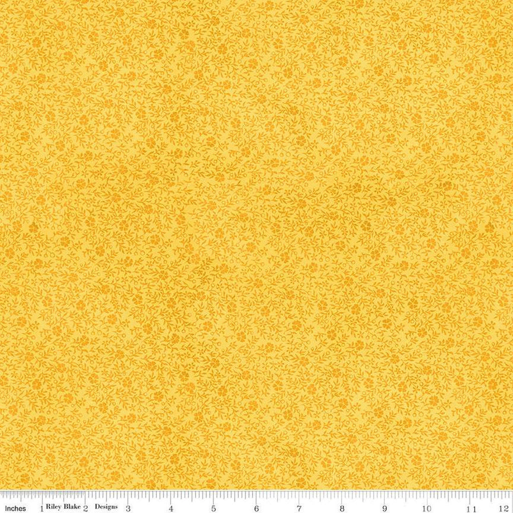 SALE Art Journal Inside Cover C13039 Yellow by Riley Blake Designs - Floral Flowers - Quilting Cotton Fabric