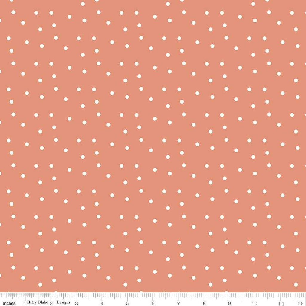 Ally's Garden Dots C13245 Salmon by Riley Blake Designs - Cream Polka Dot Dotted - Quilting Cotton Fabric