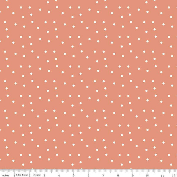 Ally's Garden Dots C13245 Salmon by Riley Blake Designs - Cream Polka Dot Dotted - Quilting Cotton Fabric