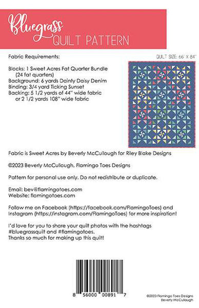 SALE Bluegrass Quilt PATTERN P138 by Beverly McCullough - Riley Blake Designs - INSTRUCTIONS Only - Pieced Fat Quarter Friendly