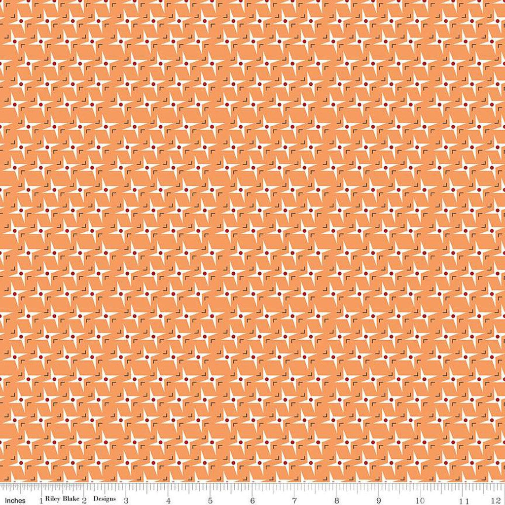 SALE Bee Vintage Gladys C13076 Melon by Riley Blake Designs - Geometric Star Stars - Lori Holt - Quilting Cotton Fabric