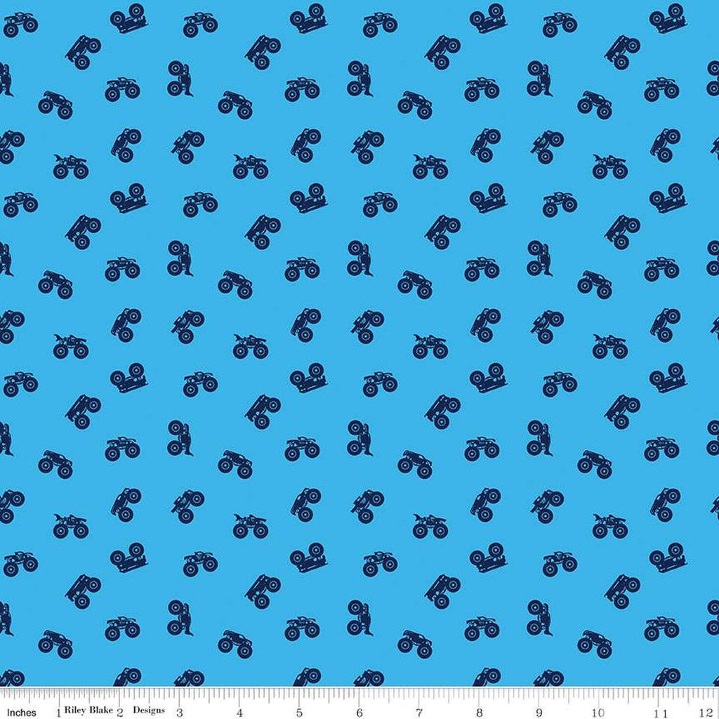SALE Hot Wheels Monster Trucks Silhouette C12953 Blue - Riley Blake Designs - Trucks Truck - Quilting Cotton Fabric -  LIcensed Product