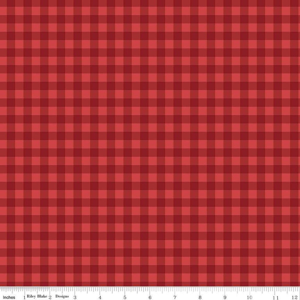 SALE Red, White and True Plaid C13186 Red by Riley Blake Designs - Patriotic 3/8" PRINTED Gingham Check - Quilting Cotton Fabric