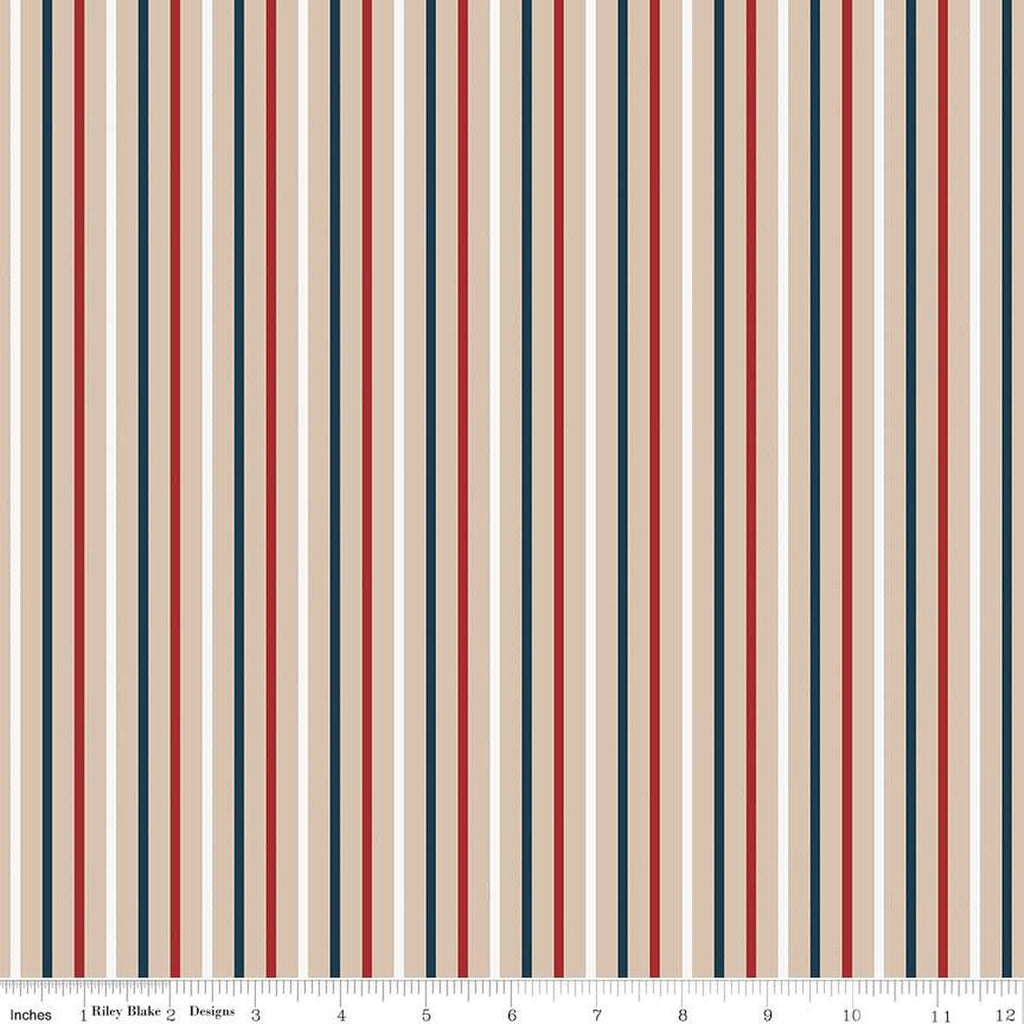 SALE Red, White and True Stripes C13188 Beach by Riley Blake Designs - Patriotic Stripe Striped - Quilting Cotton Fabric