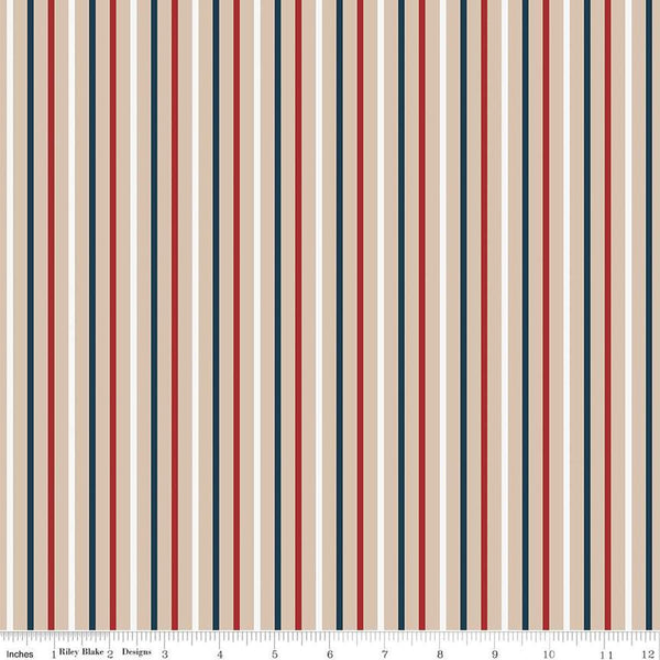SALE Red, White and True Stripes C13188 Beach by Riley Blake Designs - Patriotic Stripe Striped - Quilting Cotton Fabric